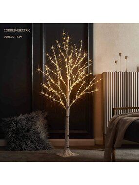4FT Lighted Birch Twig Tree with 200 LED Fairy Lights - Indoor/Outdoor Holiday